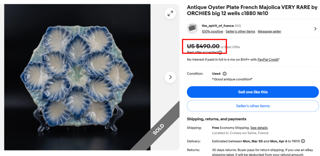 Orchies Moulin des Loups Hamage Oyster Plate