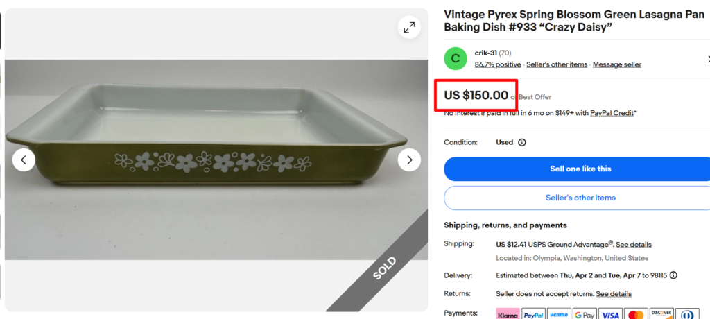 Pyrex Spring Blossom Green Lasagna Baking Pan
