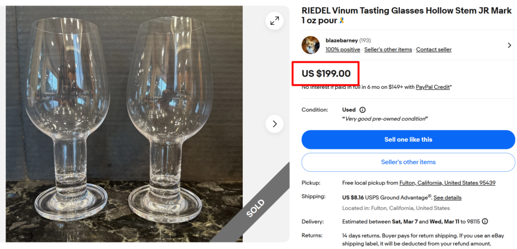 Riedel Vinum Tasting Glasses
