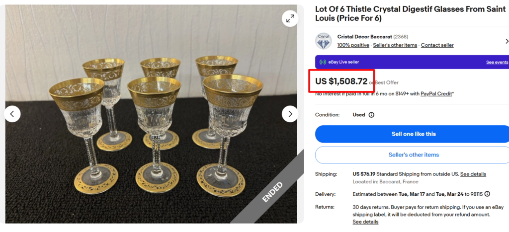 Saint Louis Thistle Golden Glasses