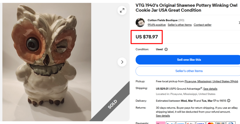 Shawnee Winking Owl Cookie Jar