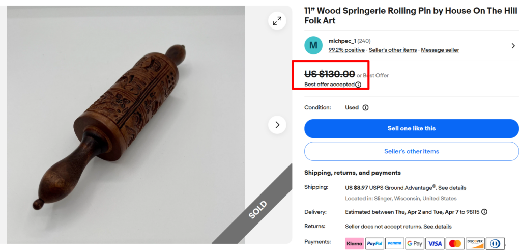 Springerle Rolling Pin