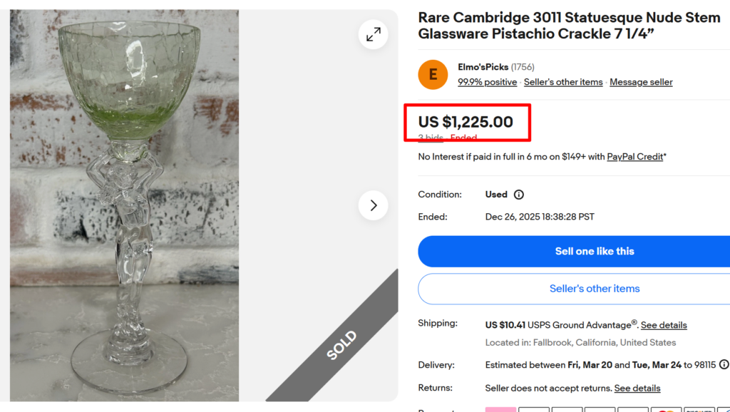 Statuesque Pistachio Crackle Glass Nude Stem Glass