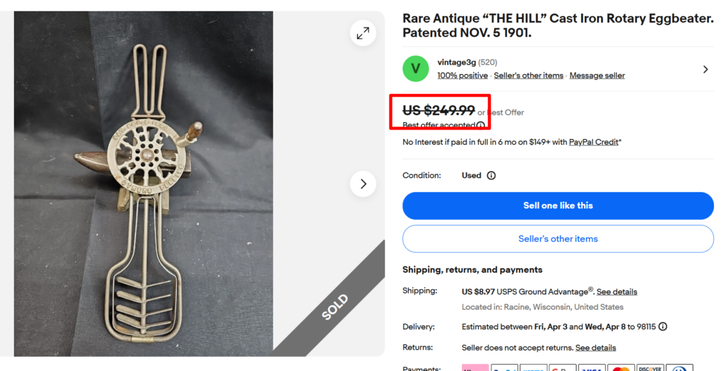 The Hill Cast Iron Rotary Egg Beater