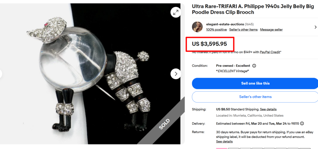 Trifari Jelly Belly Poodle Brooch