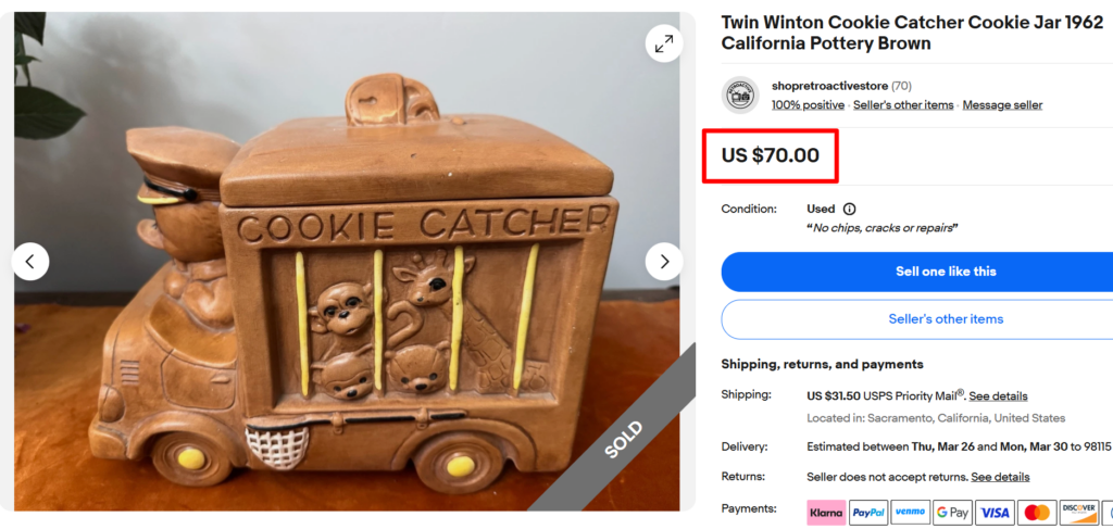 Twin Winton Cookie Catcher Cookie Jar