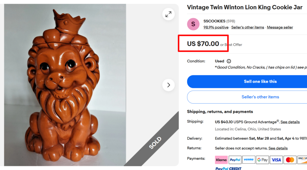 Twin Winton Lion King Cookie Jar
