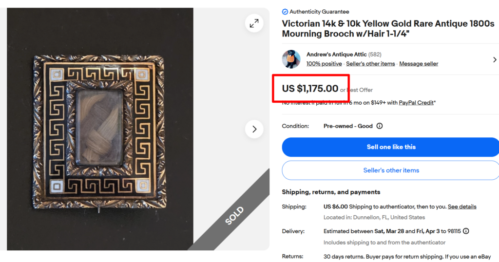 Victorian Yellow Gold Hair Mourning Brooch