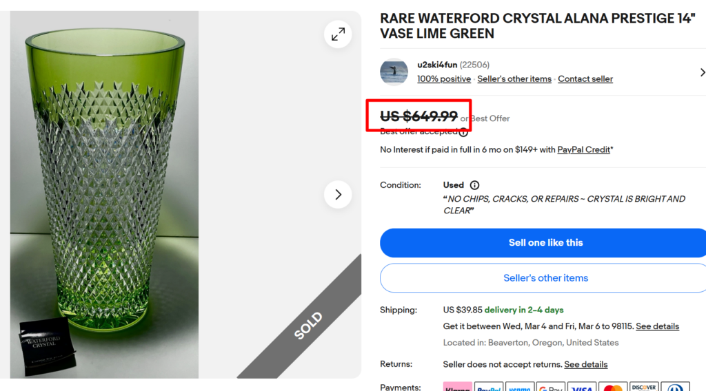 Waterford Alana Prestige Lime Green Vase