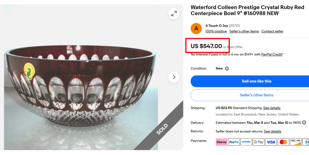 Waterford Colleen Prestige Crystal Ruby Red Bowl