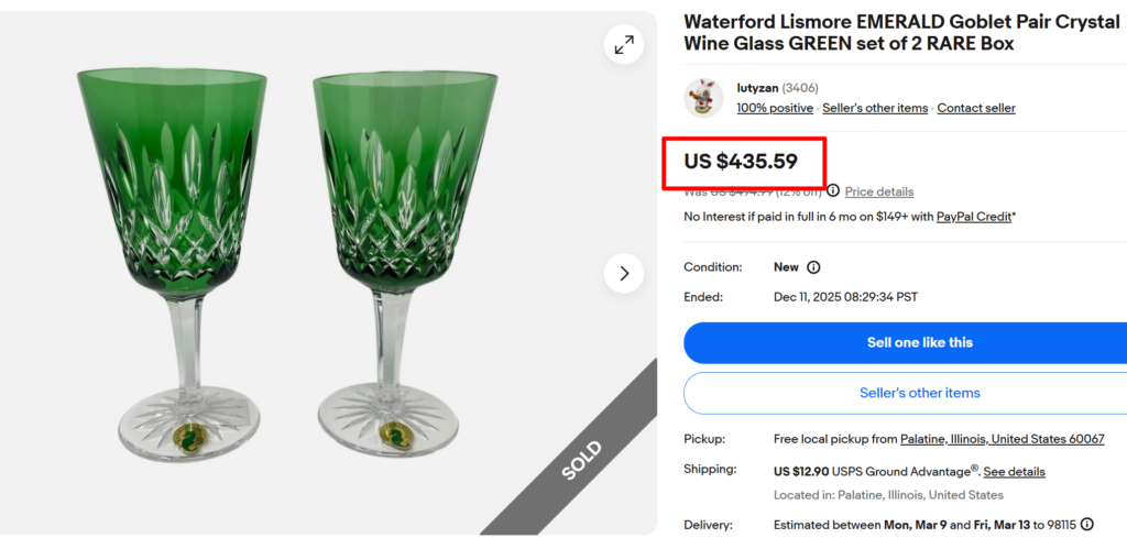 Waterford Lismore Emerald Green Goblets