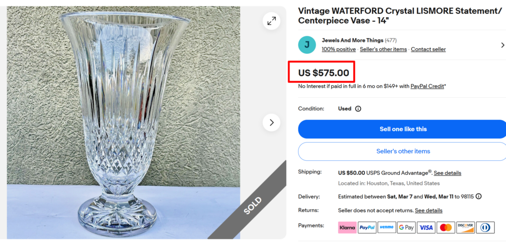 Waterford Lismore Vase