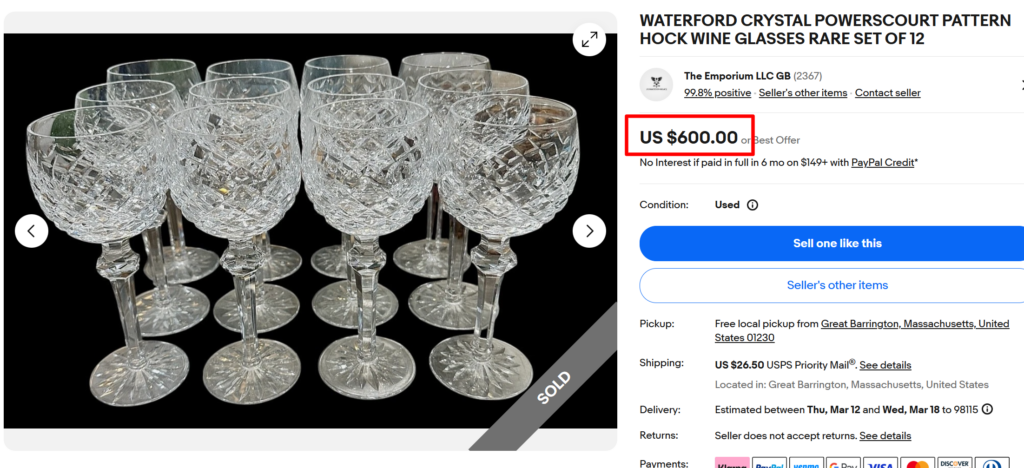 Waterford Powerscourt Hock Wine Glasses Set