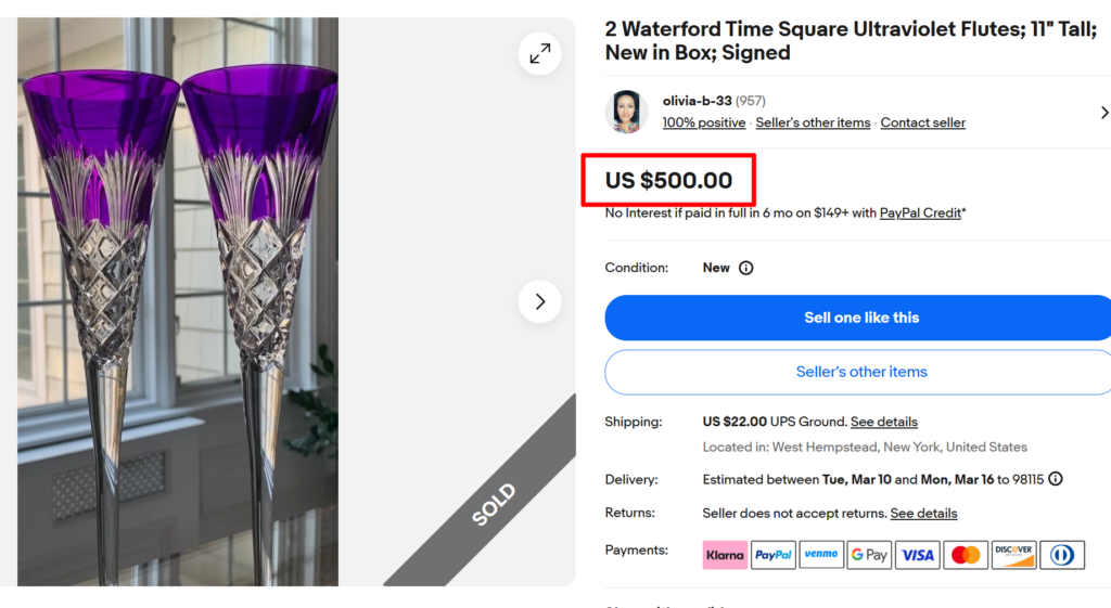 Waterford Time Square Ultraviolet Flutes