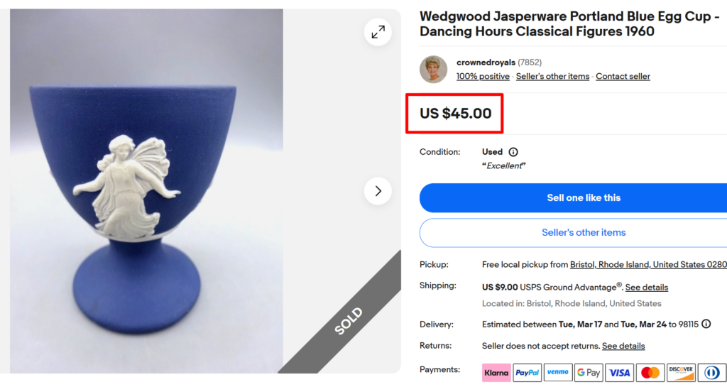 Wedgwood Jasperware Portland Blue Dancing Hours Egg Cups