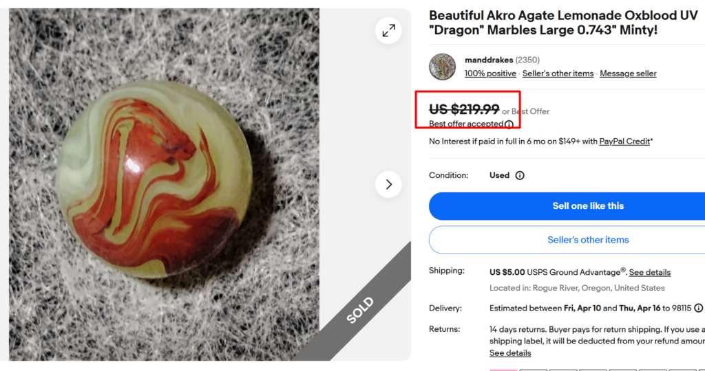 Akro Agate Oxblood Dragon Marble