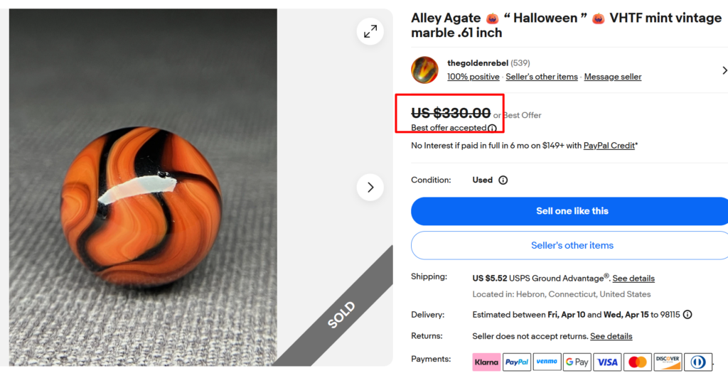 Alley Agate Halloween Swirl Marble