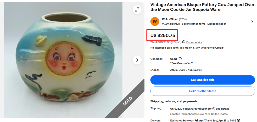 American Bisque Cow Jumped Over Moon Cookie Jar