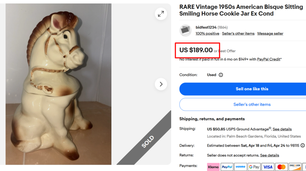 American Bisque Sitting Horse Cookie Jar