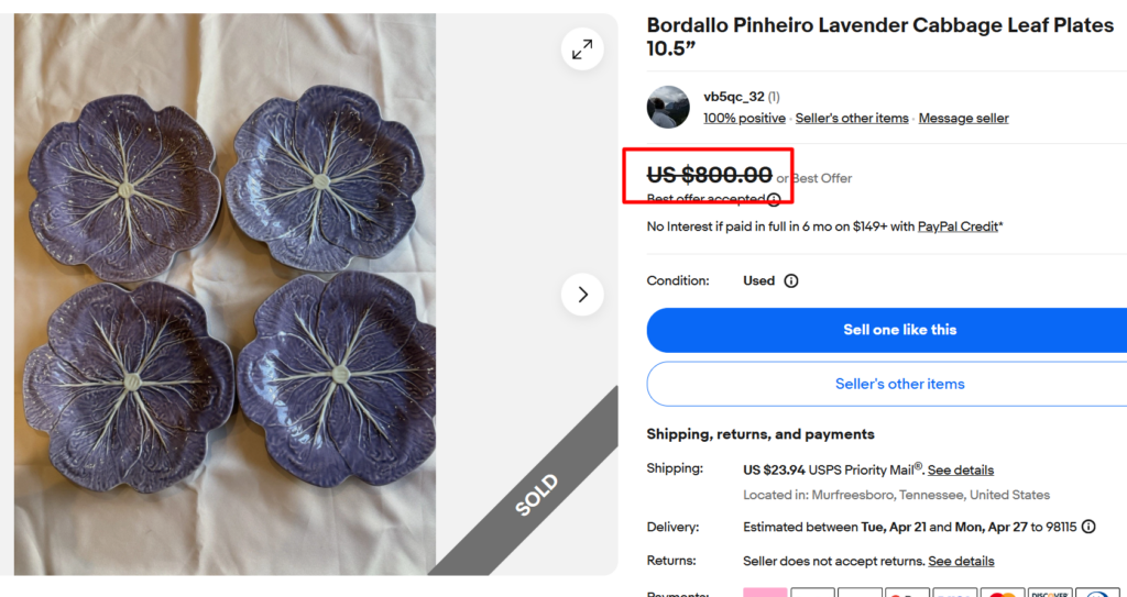 Bordallo Pinheiro Lavender Cabbage Leaf Plates