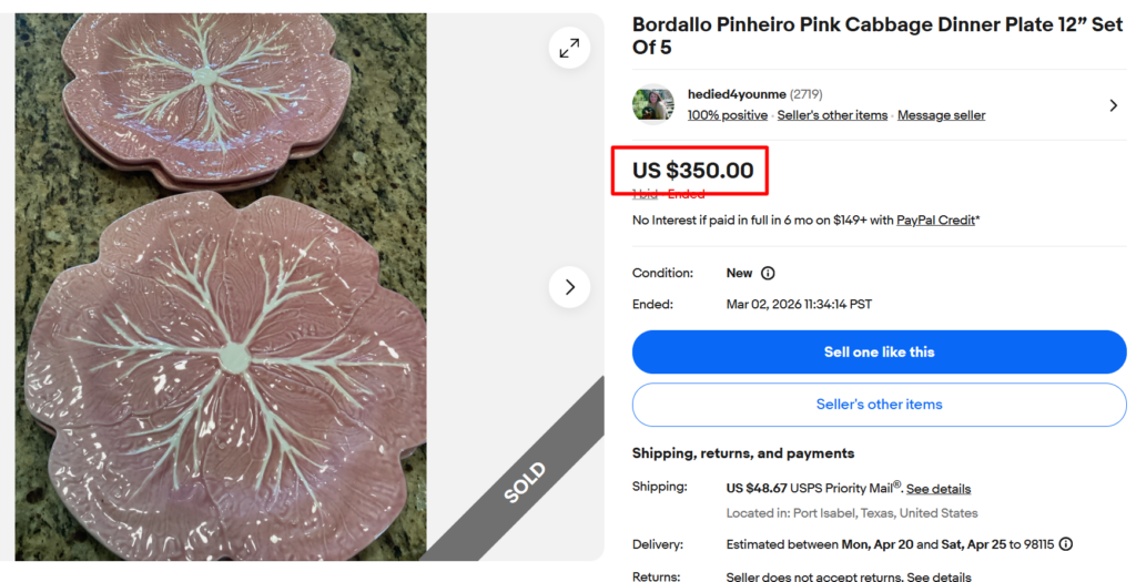 Bordallo Pinheiro Pink Cabbage Dinner Plates
