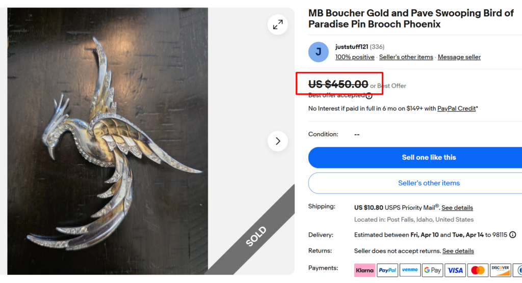 Boucheron Pave Bird Brooch