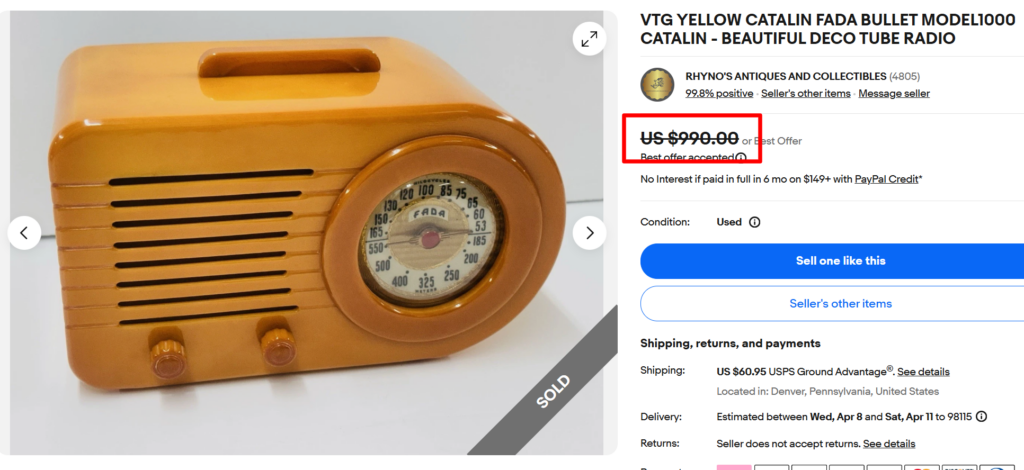 Catalin Fada 1000 Bullet Radio