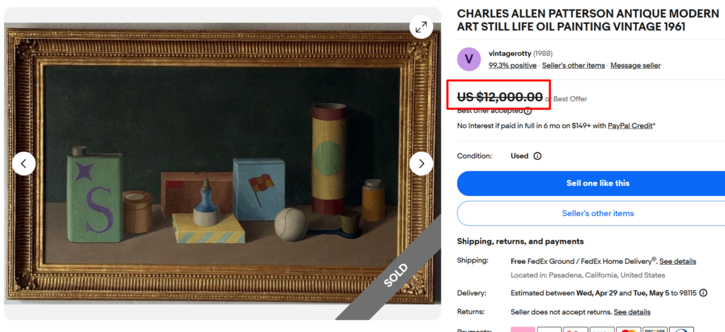 Charles Allen Still Life Vintage Painting