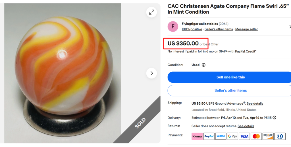 Christensen Agate Company Flame Marble