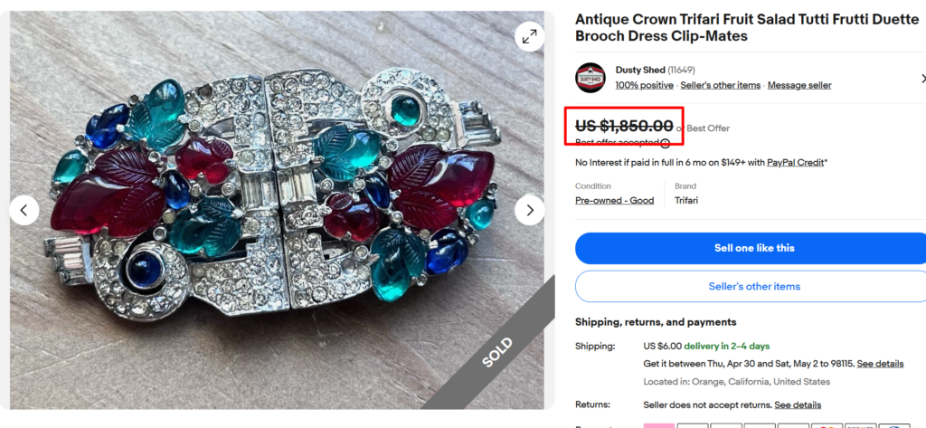 Crown Trifari Fruit Salad Tutti Frutti Brooch