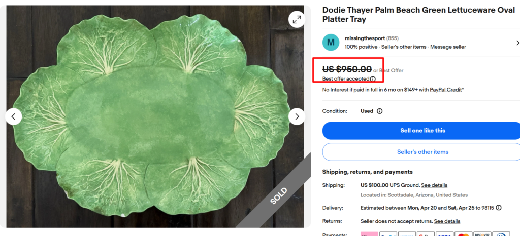 Dodie Thayer Palm Beach Cabbage Platter