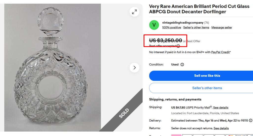 Dorflinger Donut Decanter