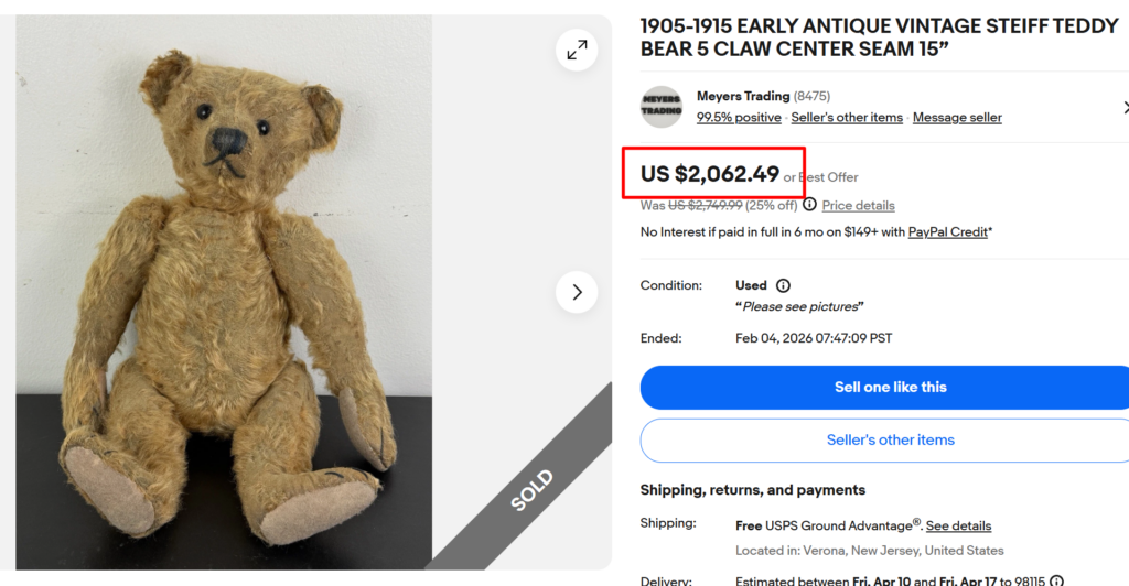 Early Steiff Teddy Bear