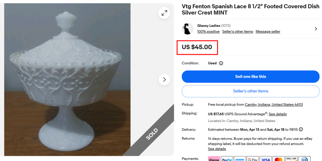 Fenton Spanish Lace Silver Crest Covered Dish