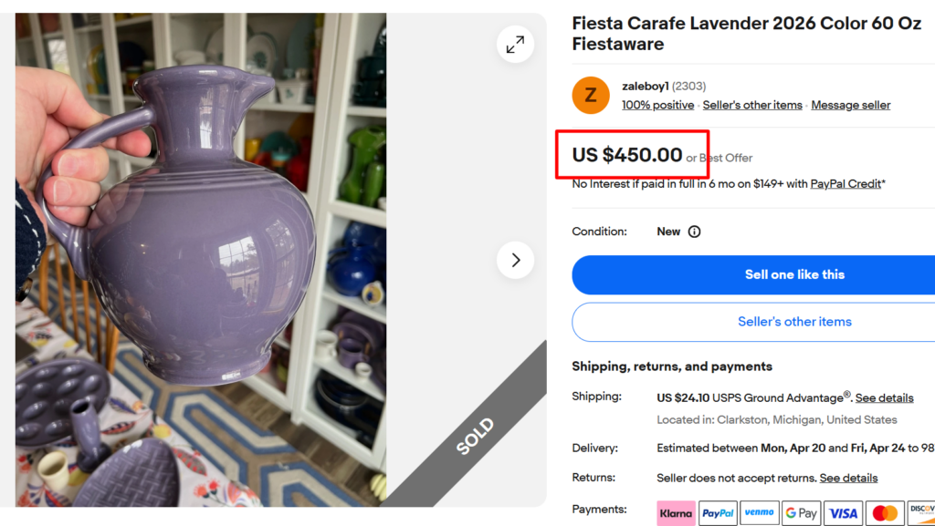 Fiesta Lilac Lavender Carafe