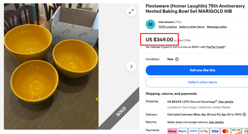 Fiestaware Marigold Baking Bowls