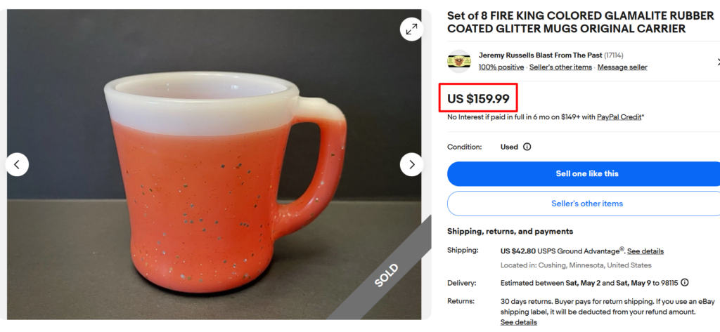 Fire King Colored Glamalite Rubber Coater Glitter Mugs