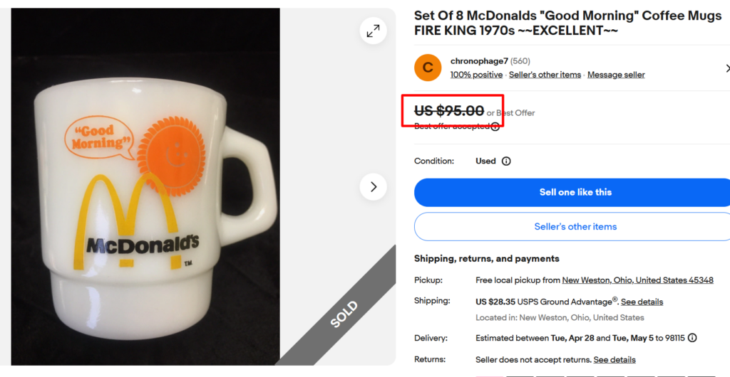 Fire King McDonalds Mugs