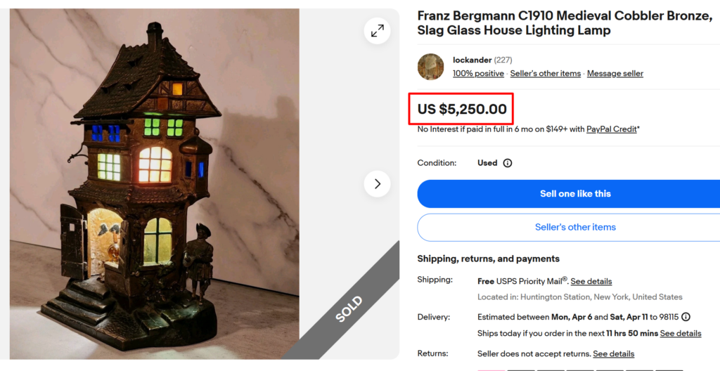 Franz Bergmann Slag Glass House Lamp