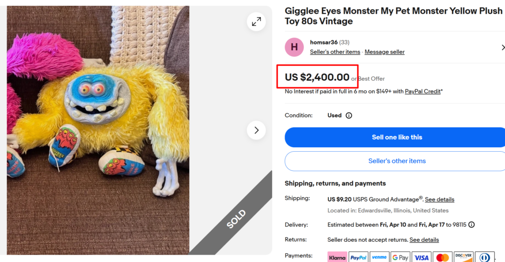 Gigglee Eyes Monster My Pet Yellow Monster