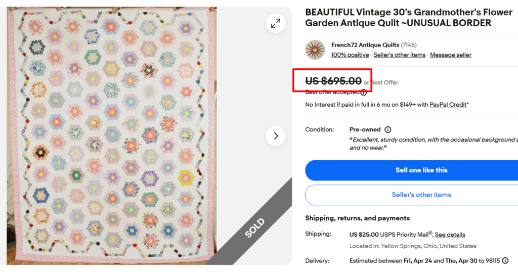 Grandmother&rsquo;s 30s Flower Garden Quilt