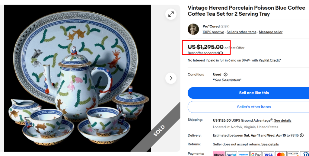 Herend Poisson Blue Coffee Set
