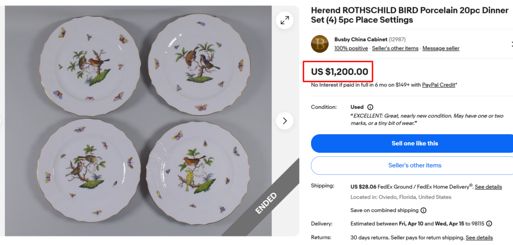 Herend Rothschild Bird Dinner Set