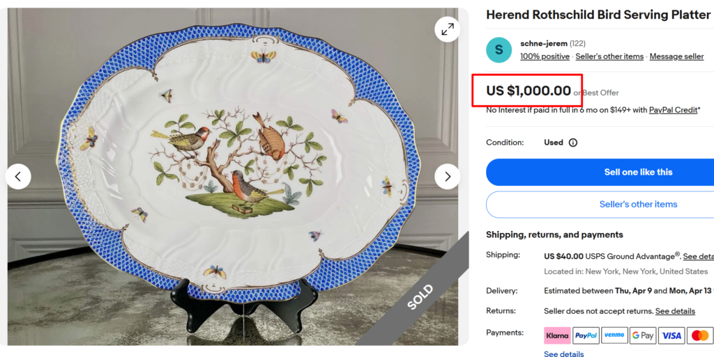 Herend Rothschild Bird Serving Platter
