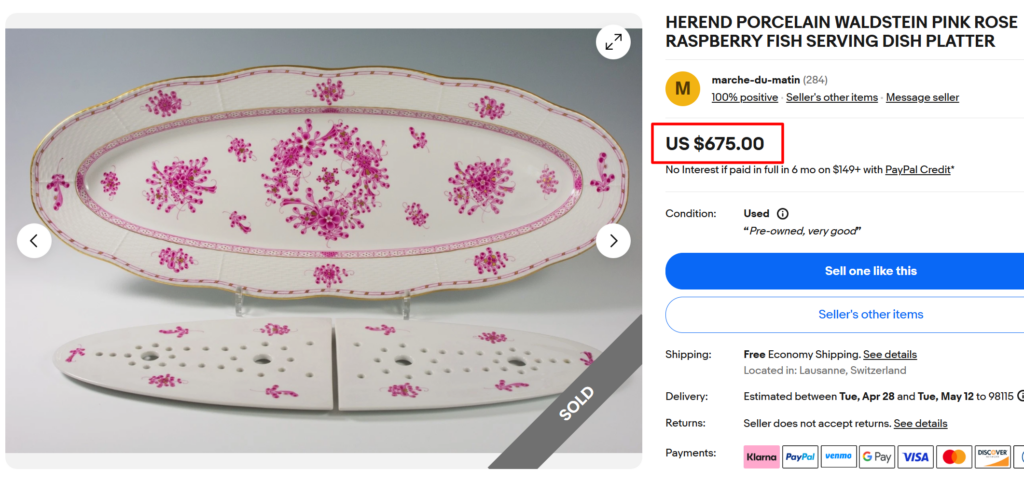 Herend Waldstein Pink Rose Platter