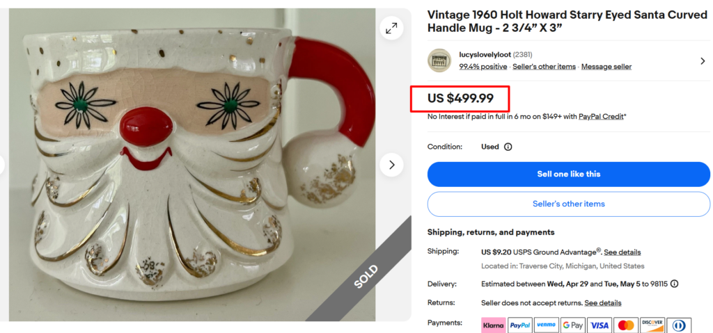 Holt Howard Santa Mug