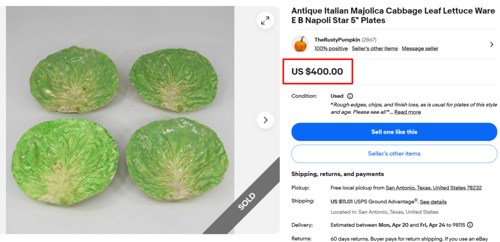 Italian Majolica EB Napoli Cabbage Plates