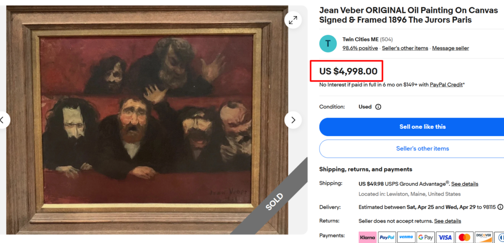 Jean Veber Original Oil Painting