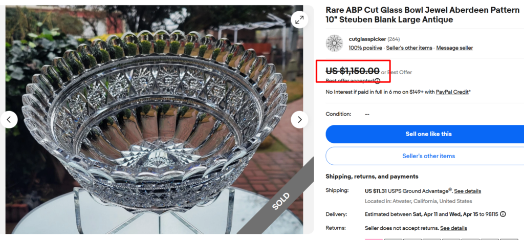 Jewel Cut Glass Co. Aberdreen Bowl