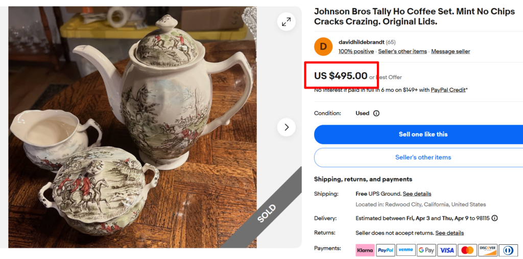 Johnson Bros Tally Ho Coffee Set